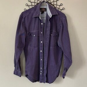 Vintage Purple Denim Shirt - Casual Button-Up